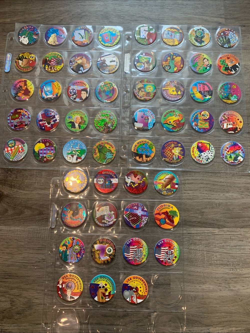 Pogs United States of America 50 States and Government Branches Bundle